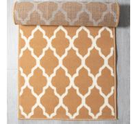 Bravich Hard Wearing Hessian Backed Stair Runner Kitchen Mat - Texas Beige Trellis - 60X360Cm (2'x12')