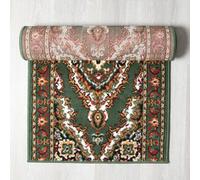 Bravich Hard Wearing Hessian Backed Stair Runner Kitchen Mat - Texas Green Traditional Medallion - 60X120Cm (2'x4')