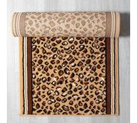 Bravich Hard Wearing Hessian Backed Stair Runner Kitchen Mat - Texas Leopard Print - 60X810Cm (2'x27')