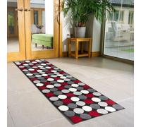 Bravich Hard Wearing Hessian Backed Stair Runner Kitchen Mat - Texas Red & Grey Spots - 60X600Cm (2'x20')