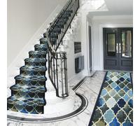 Bravich Hard Wearing Non-Slip Kitchen Runner Mat - Blue Anejo - 2'2"x6'ft (66X183Cm)