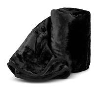Bravich Hibernate Soft Faux Mink Throw - Midnight Black. Double Size Thick Throw Blanket For Bed, Sofa & Bedding. Fleece Blanket For Home. Blankets and Throws For Sofas (Black, Double, 150x200cm)