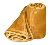 Bravich Hibernate Soft Faux Mink Throw - Yellow Gold. King Size Thick Throw Blanket For Bed, Sofa & Bedding. Fleece Blanket For Home. Blankets and Throws For Sofas (King Size, 200 x 240cm)