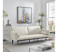Bravich Jenna 3 Seater Split Back Faux Suede Click Clack Sofa Bed - Cream