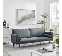 Bravich Jenna 3 Seater Split Back Faux Suede Click Clack Sofa Bed - Grey