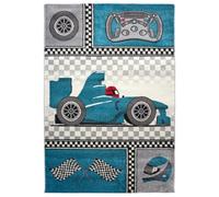 Bravich Kids Rug Blue 80 x 150 cm (2ft7 x 4ft11), Childrens Nursery Bedroom | Soft anti allergic play mat, OEKO-TEX tested polypropylene, hessian backed, floor carpet, boys girls toddler baby, non modern