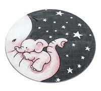 Bravich Kids Rug for Bedroom, Playroom, Nursery & Active Areas - Pink Baby Elephant Rug, Super Soft with Anti-Allergic Materials, Kids Rugs for Bedroom & Play Area