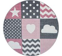 Bravich Kids Rug for Bedroom, Playroom, Nursery & Active Areas - Pink Checked Rug, Super Soft with Anti-Allergic Materials, Kids Rugs for Bedroom & Play Area