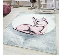 Bravich Kids Rug for Bedroom, Playroom, Nursery & Active Areas - Pink Fox Rug, Super Soft with Anti-Allergic Materials, Kids Rugs for Bedroom & Play Area