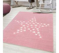Bravich Kids Rug for Bedroom, Playroom, Nursery & Active Areas - Pink Star Rug, Super Soft with Anti-Allergic Materials, Kids Rugs for Bedroom & Play Area