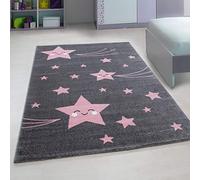 Bravich Kids Rug for Bedroom, Playroom, Nursery & Active Areas - Pink Stars Rug, Super Soft with Anti-Allergic Materials, Kids Rugs for Bedroom & Play Area