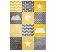 Bravich Kids Rug for Bedroom, Playroom, Nursery & Active Areas - Yellow Checked Rug, Super Soft with Anti-Allergic Materials, Kids Rugs for Bedroom & Play Area