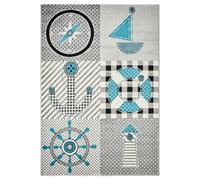 Bravich Kids Rug Grey 160 x 230 cm (5ft3 x 7ft7), Childrens Nursery Bedroom | Soft anti allergic play mat, OEKO-TEX tested polypropylene, hessian backed, floor carpet, boys girls toddler baby, non modern