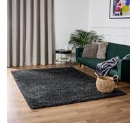 Bravich Large Charcoal Grey Shaggy Rug 140 x 200cm (4'7" x 6'7") 5cm Pile Anthracite Extra Thick Fluffy Living Room Hessian Backed