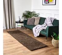Bravich Large Runner Light Brown Shaggy Rug 60 x 230cm (2' x 7'7") 5cm Pile Hallway Corridor Kitchen Living Room Hessian Backed