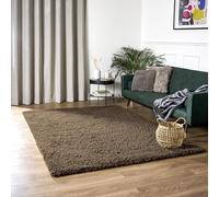 Bravich Light Brown Shaggy Rug 60 x 110cm (2' x 3'7") 5cm Pile Small Thick Fluffy Bedroom Hessian Backed Washable