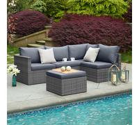 Bravich LTD 6 Seater Rattan Corner Sofa & Footstool Garden Furniture Set in Grey Bravich LTD Grey