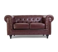 Bravich LTD Chesterfield Bonded Leather Armchair in Brown | Size: 2 Seater Bravich LTD Brown 2 Seater