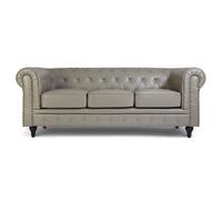 Bravich LTD Chesterfield Bonded Leather Sofa - 3 Seater in Grey Bravich LTD Grey 3 Seater