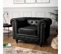 Bravich LTD Chesterfield Faux Leather Button-Tufted Armchair Sofa in Black | Size: 1 Seater Bravich LTD Black 1 Seater