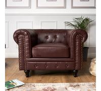 Bravich LTD Chesterfield Faux Leather Button-Tufted Armchair Sofa in Brown | Size: 1 Seater Bravich LTD Brown 1 Seater