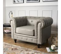 Bravich LTD Chesterfield Faux Leather Button-Tufted Armchair Sofa in Grey | Size: 1 Seater Bravich LTD Grey 1 Seater