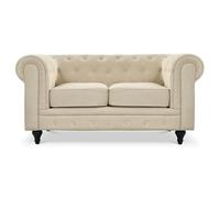 Bravich LTD Chesterfield Scroll Arm Velvet Sofa Buttoned Back Living Room Settee in Beige | Size: 2 Pack Bravich LTD Beige 2 Pack