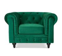 Bravich LTD Chesterfield Scroll Arm Velvet Sofa Buttoned Back Living Room Settee in Emerald | Size: 2 Seater Bravich LTD Emerald 2 Seater