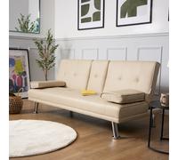 Bravich LTD Manhattan Sofa Bed 2 Seater Faux Leather Click Clack in Beige Bravich LTD Beige 2 Seater