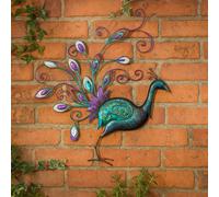 Bravich LTD Metal Diamante Rainbow Peacock Hand Painted Wall Art - 60cm | Size: 60 cm x 60 cm Bravich LTD Multicolor 60 cm x 60 cm