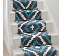 Bravich LTD Modern Geometric Tile Hallway Runner Rug Non Slip Low Pile in Teal | Size: 60 cm x 720 cm Bravich LTD Teal 60 cm x 720 cm