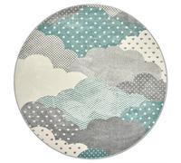 Bravich LTD Pink Clouds Kids Rug Soft Pile Nursery Playroom Bedroom Rug in Blue | Size: 120 cm diameter Bravich LTD Blue 120 cm diameter