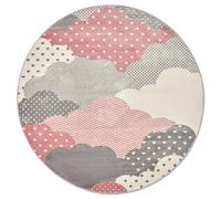 Bravich LTD Pink Clouds Kids Rug Soft Pile Nursery Playroom Bedroom Rug | Size: 120 cm diameter Bravich LTD Pink 120 cm diameter