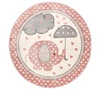 Bravich LTD Pink Elephant & Hearts Kids Rug Soft Pile Nursery Playroom Bedroom Rug | Size: 160 cm diameter Bravich LTD Pink 160 cm diameter