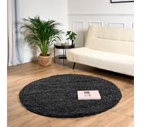 Bravich LTD Thick Shaggy Circle Rug California - Soft Deep Pile Round Fluffy Rug for Living Room Bedroom - Multiple Sizes & Colours Available Bravich LTD Charcoal 120 cm diameter