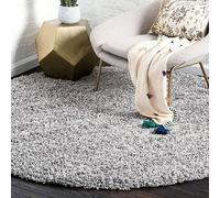 Bravich LTD Thick Shaggy Circle Rug California - Soft Deep Pile Round Fluffy Rug for Living Room Bedroom - Multiple Sizes & Colours Available Bravich LTD Silver 120 cm diameter
