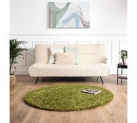 Bravich LTD Thick Shaggy Circle Rug California - Soft Deep Pile Round Fluffy Rug for Living Room Bedroom - Multiple Sizes & Colours Available Bravich LTD Green 120 cm diameter