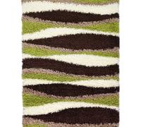 Bravich LTD Thick Shaggy Waves Rug - California in Green | Size: 60 cm x 110 cm Bravich LTD Green 60 cm x 110 cm