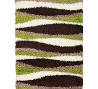 Bravich LTD Thick Shaggy Waves Rug - California in Green | Size: 80 cm x 150 cm Bravich LTD Green 80 cm x 150 cm