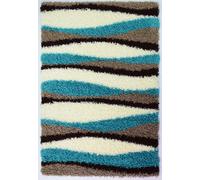 Bravich LTD Thick Shaggy Waves Rug - California in Teal | Size: 60 cm x 230 cm Bravich LTD Teal 60 cm x 230 cm