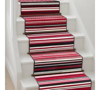 Bravich LTD Two Tone Striped Hallway Runner Rug Non Slip Low Pile in Red | Size: 60 cm x 300 cm Bravich LTD Red 60 cm x 300 cm