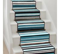 Bravich LTD Two Tone Striped Hallway Runner Rug Non Slip Low Pile in Teal | Size: 60 cm x 540 cm Bravich LTD Teal 60 cm x 540 cm