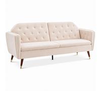 Bravich LTD Victoria 3 Seater Velvet Sofa Bed Convertible Guest Bed Settee in Cream Bravich LTD Cream 3 Seater