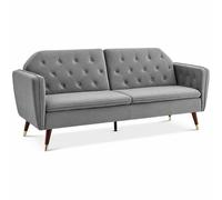 Bravich LTD Victoria 3 Seater Velvet Sofa Bed Convertible Guest Bed Settee in Light Grey Bravich LTD Light Grey 3 Seater