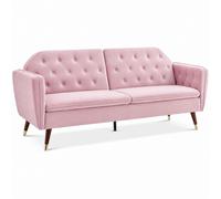 Bravich LTD Victoria 3 Seater Velvet Sofa Bed Convertible Guest Bed Settee in Pink Bravich LTD Pink 3 Seater
