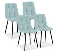 Bravich Luxurious Zurich Blue Velvet Dining Chair With Embossed Design Set Of 4