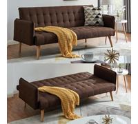 Bravich Mario Sofa Bed Double Click Clack 3 Seater - Dark Brown