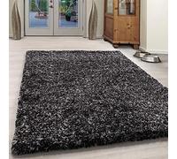 Bravich Medium Charcoal Grey and Black Mix Blend Pattern Design Mix Thick Shag 5cm Super Soft High Deep Pile Shaggy Area Rug/Living Room Rug Carpet 80x150 cm (2ft7 x 4ft11)