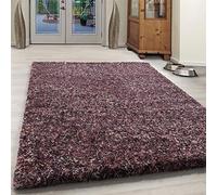 Bravich Medium Pink Purple and Beige Brown Mix Blend Pattern Design Mix Thick Shag 5cm Super Soft High Deep Pile Shaggy Area Rug/Living Room Rug Carpet 80x150 cm (2ft7 x 4ft11)