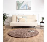 Bravich Mocha Shaggy Rug, 5cm Pile, 120 cm Round (4') | Hallway rugs, thick soft fluffy deep pile carpet, hessian backing grips floors, shed free polypropylene, living room, durable